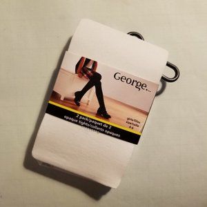 Brand new George 2-pack opaque tights white girls 4-6